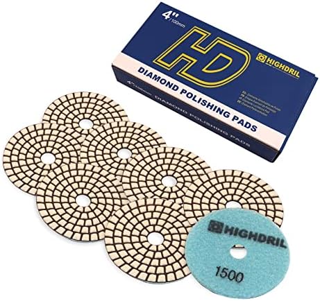 Dry Diamond Polishing Pads - 8pcs 4 inch #1500 Sanding Pads Kit for Granite Marble Ceramic Used on Angle Grinder or Polisher