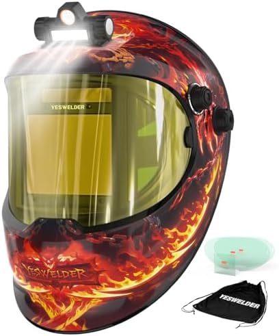 YESWELDER Auto Darkening Welding Helmet with LED, 180° View, LYG-Q800D-FS
