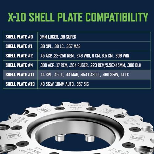 Frankford Arsenal X-10 Shell Plates with Ball Bearings, Compatible with X-10 Progressive Press, for Caliber Change, Reloading, and Gunsmithing