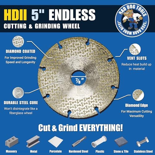 Bad Dog Tools 5" Endless HDII Multipurpose Cut/Grind Diamond Wheel