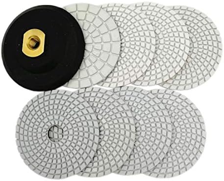 SHDIATOOL 4-Inch Diamond Wet Polishing Pads Set with Rubber Backer