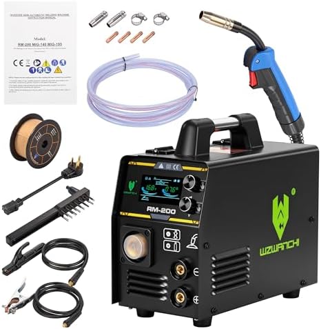 200A Aluminum MIG Welder 110V/220V, Flux MIG/MIG/Single Pulse MIG/Stick/Lift TIG 5 In 1 MIG Welding Machine With LED Display, Heavy Duty Flux Cored MIG Welder For Indoor Outdoor