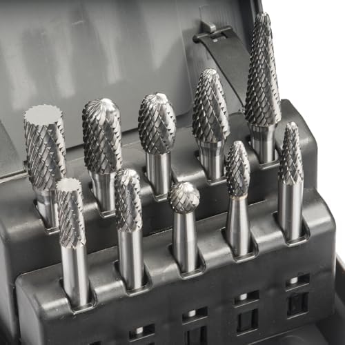 LU&MN Tungsten Carbide Burr Set, 1/4" Shank, 10 Pcs