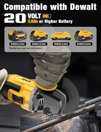 Brushless Angle Grinder, for DEWALT 20V Battery, 4-1/2" Cordless Small Angle Grinder with Auxiliary Handle, 10 Sandpapers, 2 Cutting & 2 Grinding Wheels, Pin Wrench, Lock-on Slide Switch for Polishing