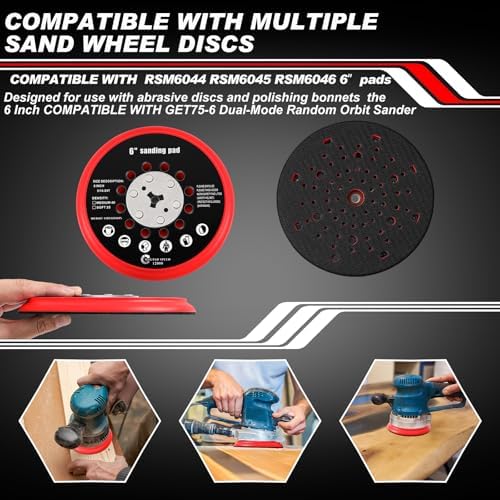 6" Replacement Sander Pad Compatible with Bosch Get75-6n, 4 Set