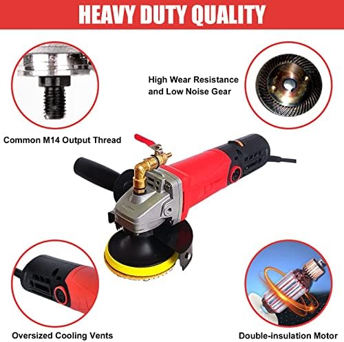 Wet Polisher with 4'' Diamond Polishing Pad Tools Kit, Variable Speeds, 860W/110V Wet Buffer, Low-noise Buffing Machine for Concrete / Stone Countertop, Floor Surface, Marble, Ceramic Tile