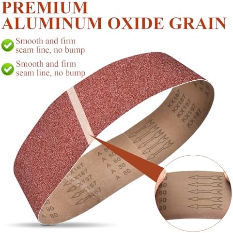 37Pcs 4x36Inch Sanding Belts, Aluminum Oxide Belt Sander(80/100/120/150/240/400 Grit), 6inch No-hole Sanding Disc(80/100/120/180/240/400 Grits) for Power Combination Disc Belt Sanders