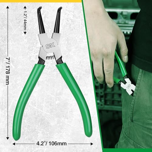 SK 7-Inch Snap Ring Pliers, Internal Circlip Pliers with 90-Degree Bent Jaw
