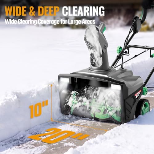 WORKPROX 20 Inch Corded Electric Snow Blower with LED Lights, 15 Amp