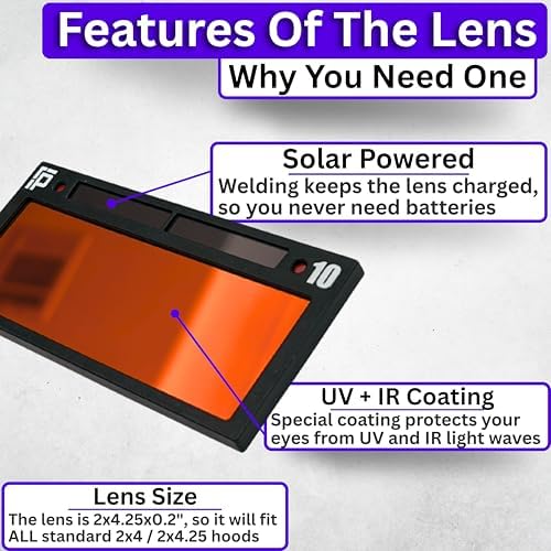 The Duke Single 2.0 | Shade 9 Red Auto Darkening Welding Lens | 20A TIG Rating - No Flashing | 2" X 4.25" X 0.2" | Red Welding Lens - Blue/Green Puddle | Ridge Products Royal Series 2.0