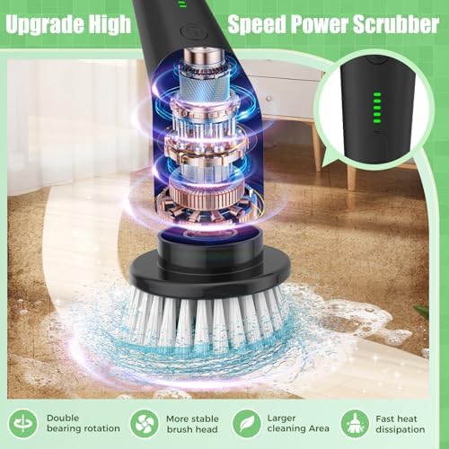 YKYI Electric Spin Scrubber, Cordless Power Cleaning Brush with Long Handle