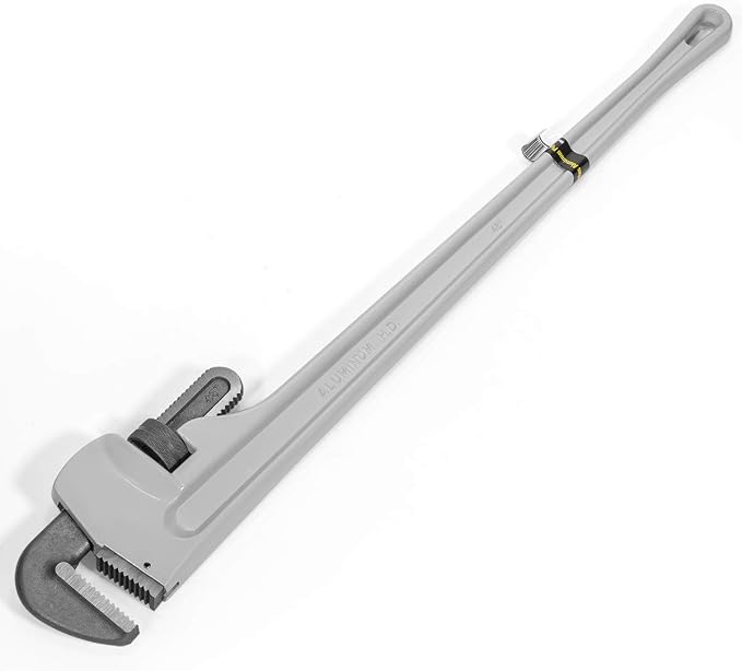 Stark USA 48" Aluminum Straight Pipe Wrench Ideal for 4-inch Pipe Adjustable Plumbing Pipe Wrench Pliers Tool Straight Handle Plumbing Wrenches Adjustable Cr-Mo Jaw Opening Heavy Duty
