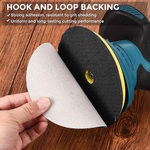 30Pcs Sanding Discs 6In 400Grit Hook and Loop Sandpapers Black