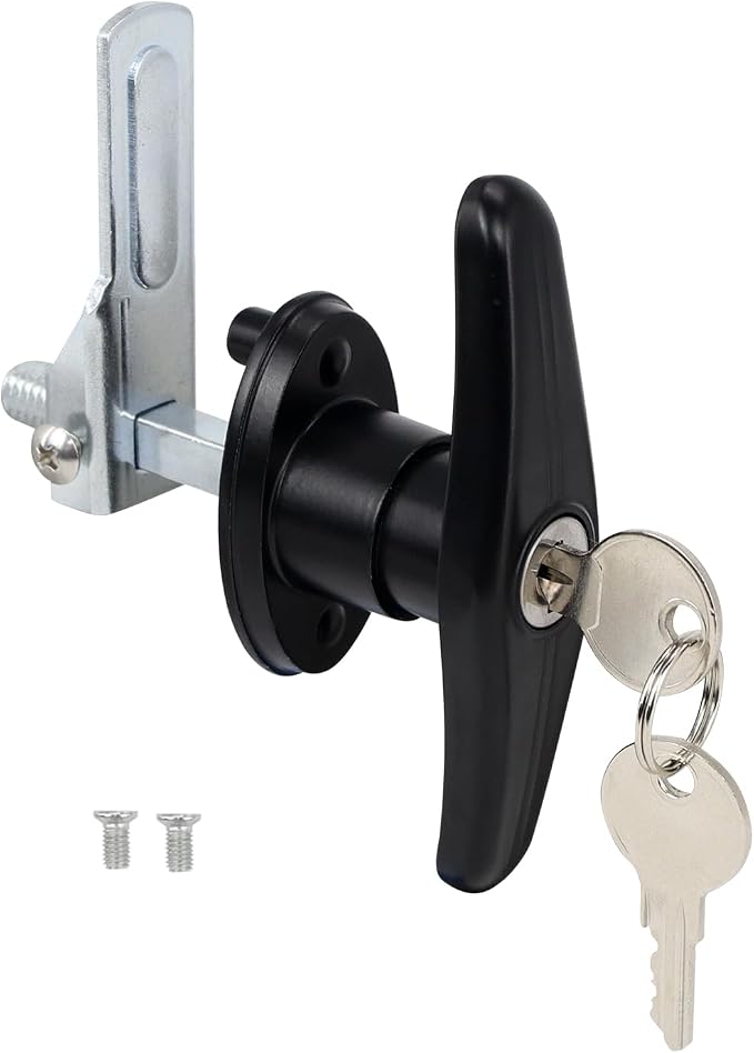 Keyed-Alike Locking T-Handle Kit for Truck Camper Shell/Cap & Topper - Black T-Handle Lock Set with Door Compatibility (Left) ﻿