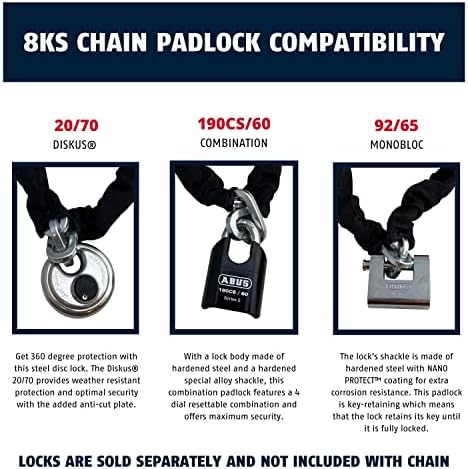 ABUS Hardened Steel 8KS 6 Foot x 5/16" Thick Square Security Chain