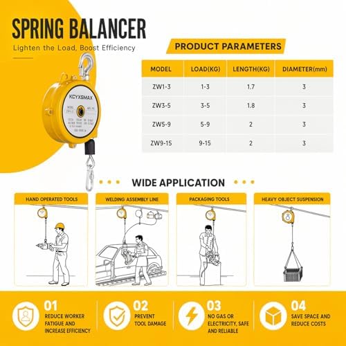 Retractable Spring Balancer, SelfLocking Ratchet Device with 3-m Wire Rope (ZW 1-3)