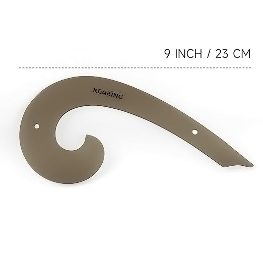 KEARING 9"(23CM) Classic Acrylic French Curve Ruler Vary Form Curve Clear Hip Measuring Curve Ruler for Sewing Fashion Pattern Making Dressing Making, Design Supplies