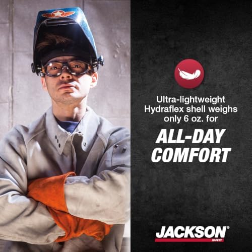 Jackson Safety Welding Helmet, Digital Variable Auto Darkening Filter, Stars and Scars Design, Lightweight Protective Welder Face Mask with Light HLX100 Shell, Unisex, Universal Size, 46118