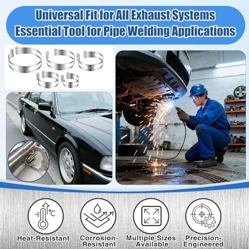 Hicarer 10 Pcs Exhaust Pipe Tacking Band Welding Clamp-on Kit, 2"-4"