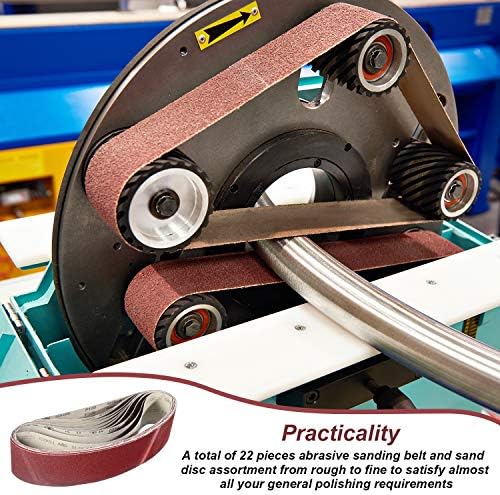 Blulu 22 Pieces 4 x 36 In Sanding Belts and 6 In Self-Adhesive Discs Set