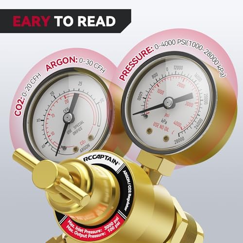 ARCCAPTAIN Argon CO2 Regulators Gauges Gas Welding, CGA580 Inlet Connection