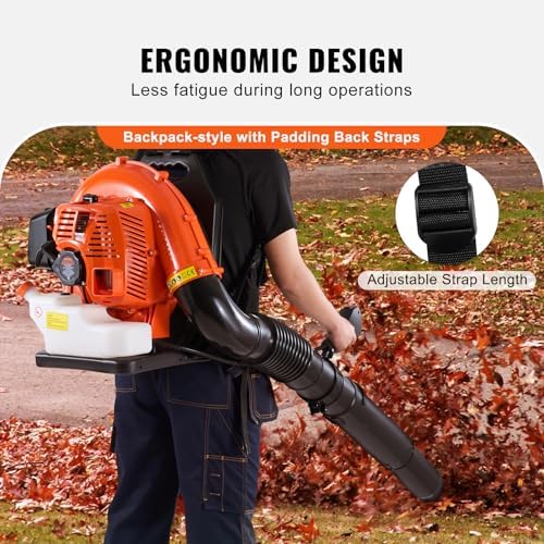 VEVOR 79cc Backpack Gas Leaf Blower, 2-Cycle Gas Powered Backpack Blower with 3L Fuel Tank, 930CFM Air Volume 184MPH Speed, Ideal for Lawn Care