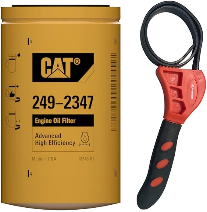 Caterpillar 249-2347 Engine Oil Filter Advanced High Efficiency w/IHD Strap Wrench Bundle (1)
