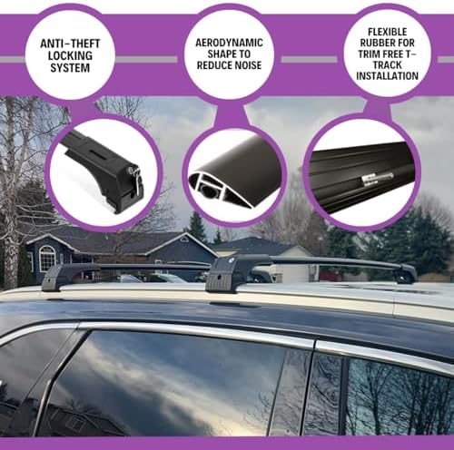 ERKUL Roof Rack Cross Bars for Kia Sportage 2017-2022 | Aluminum Crossbars with Anti Theft Lock for Rooftop | Compatible with Flush Rails - Black