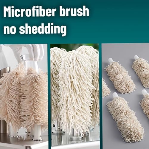 Commercial Electric Glass Polisher Replacement Brushes, Soft Bristle Brush for Wine Glass Polishing, Microfiber Polishing Head Brush Head for Glassware Polishing Machine,8 Pcs(2 Small+6 Large