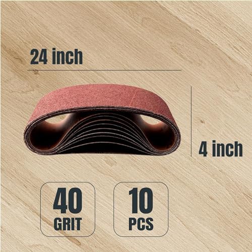 POWERTEC 4 x 24 Inch Sanding Belts, 30 PK, 10 Each of 40 60 80 Grits, 4x24 Belt Sander Sanding Belts Assortment, Aluminum Oxide Sandpaper for Oscillating Belt Sander, Woodworking (110092)