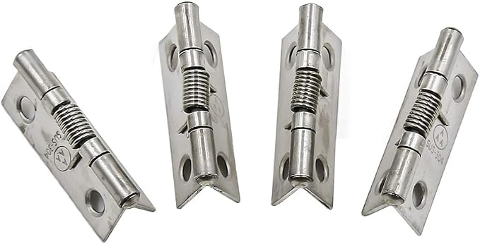 Spring Hinge Self Opening 1.5 Inch Length Stainless Steel Hinge - 4pcs