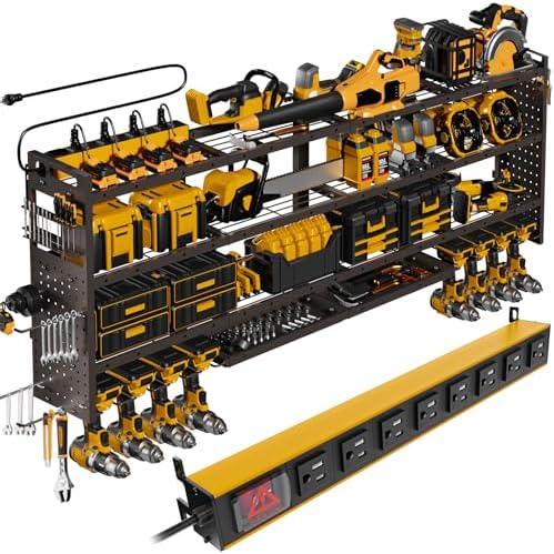 XLarge 64''W Power Tool Organizer Wall Mount, Charging Station, 4-Tier