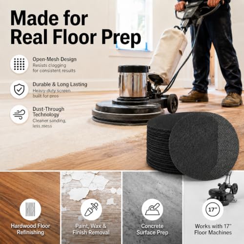 17 Inch Sanding Screen Discs, 80 Grit for Floor Prep, 10 Pack