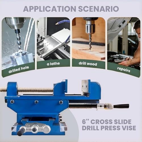 Heavy Duty Compound Cross Slide Drill Press Vise 6" Jaw 2-Way X-Y Axis Metal Milling Vise with Precision Dial Anti-Rust Coating Secure Clamp Device for Lathe Operations Bench Drill Press