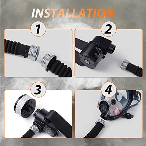 HANUU Reusable PAPR Respirator, Portable PAPR Respirator System with 40mm Activated Carbon Filter, Powered Air Purifying Respirators, Gas Mask for Gases, Dust, Vapors, Chemicals, Paint, Spray