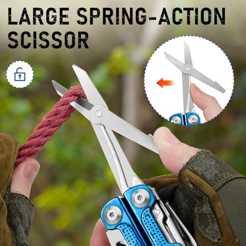 BIBURY Multitool Pliers with Blue Titanium Handle & 440A Knfie, BI2049BL
