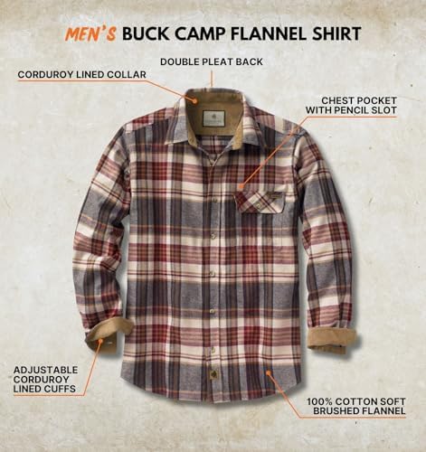 Legendary Whitetails Mens Flannel Long Sleeve Button Down 100% Cotton Shirt