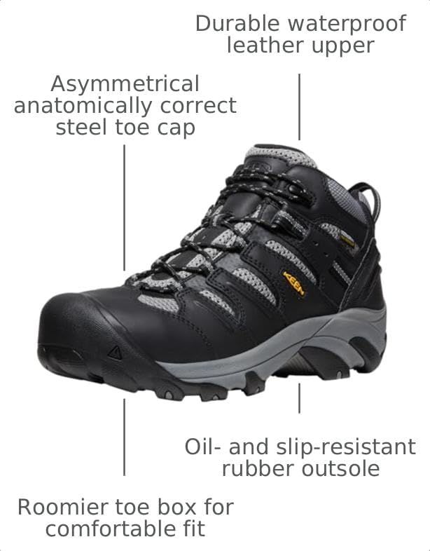 KEEN Utility Men's Lansing Mid Height Steel Toe Waterproof Work Boots
