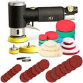 1/2/3 Inch Random Orbital Air Sander, Mini Pneumatic Sander for Auto Body Work, High Speed Air Powered Polisher with 15 Polishing Buffing Pads,18 Sandpapers