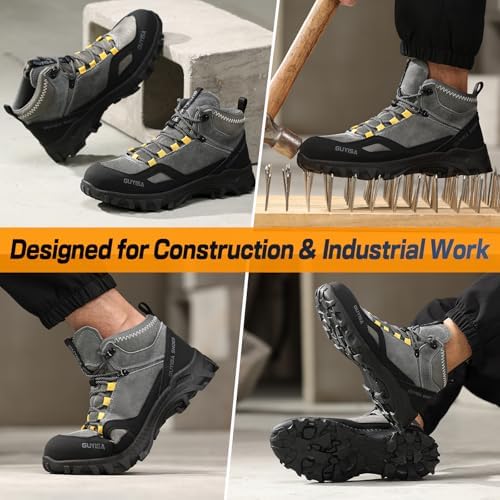 GUSAYEX Steel Toe Boots for Men Puncture Resistant Work Boots
