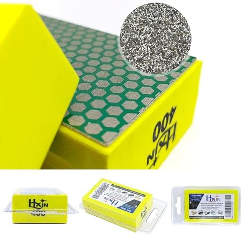Diamond Hand Polishing Pad Diamond Sanding Block Foam Backed Diamond Sponge Sanding Pads for Wet or Dry Grinding polishing for Granite Marble Stone Tile Glass Ceramic (1, 400# Hexagon)