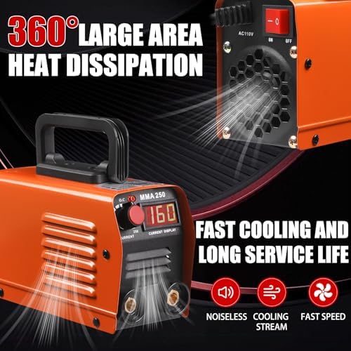 Mini Portable Welding Machine,MMA 250A 110V Stick Welder,IGBT Inverter Welder Machine,Hot Start, Arc Force, Anti-Stick,Small Welder for Beginners