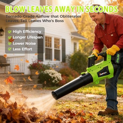 Leaf Blower Cordless - Cordless Handheld Leaf Blower with 21V 2 Rechargeable Batteries, Lightweight Electric Blower for Lawn, Yard, Garden, Patio, Leaves, Dust, Snow Cleaning, 750 CFM 260 MPH