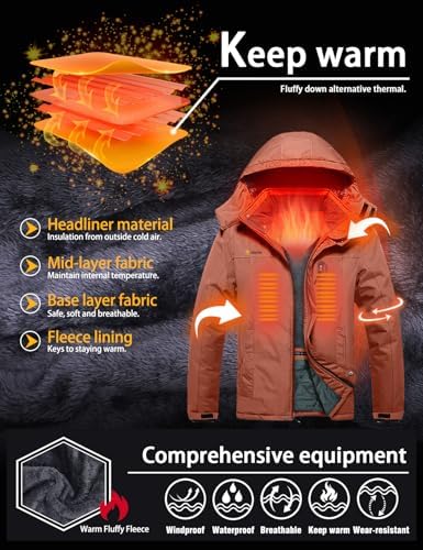 GEMYSE Men's Winter Ski Jacket Waterproof Snow Coat with Detachable Hood