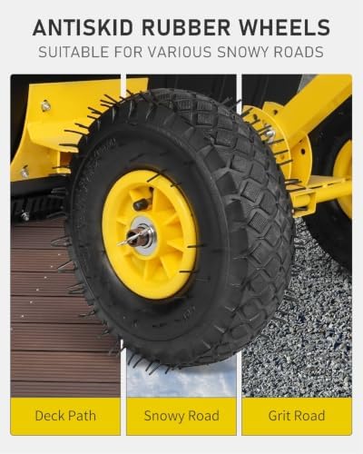 Outvita Snow Shovel with Wheels, 24" Wide 18" Long, Black & Yellow
