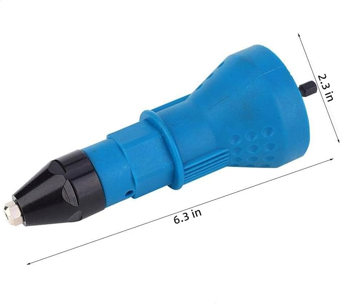 Cordless Electric Rivet Gun Adapter Kit, 1/4 Inch Hex Shank Blind Rivet Nut Drill Adapter Converter Convert Drill to RivetInsert Nut Tool Kit（Blue）