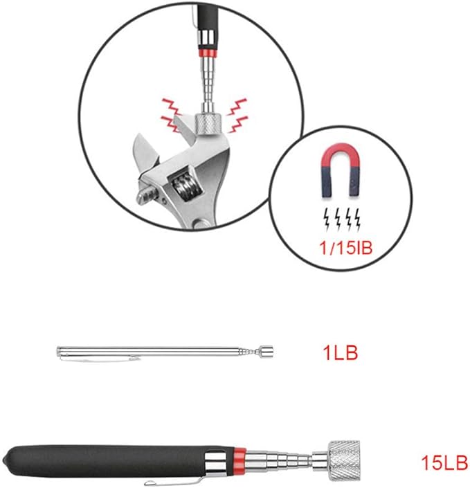 3 Pack Telescoping Magnet Pick-up Tool Set - Retrieving Telescoping Magnet Pickup Tools，Extendable Magnetic Pick Up Tools，Bendable Spring Magnet Stick