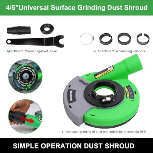 Dust Shroud for Angle Grinder 4.5 Inch /5 Inch Universal Surface Grinding Shroud for Concrete, Cement, Marble, Rock, Granite（115mm / 125mm）