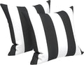 LVTXIII Outdoor Throw Pillows, Decorative Throw Pillows with Inserts, 16"x16" Square Pillows for Bed, Couch, Sofa and Patio Furniture, Set of 2, Cabana Black