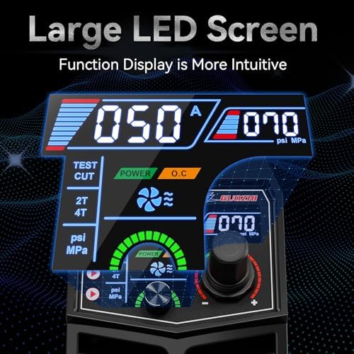 Plasma Cutter, 50Amp 110/220V Dual Voltage IGBT Inverter Plasma Cutting Machine, [Pilot Arc][Large LED Display][Air Sensor] 1/4" Clean Cut 3/4" Max Cut, 2T/4T for Beginners DIY (CUT-50LED)